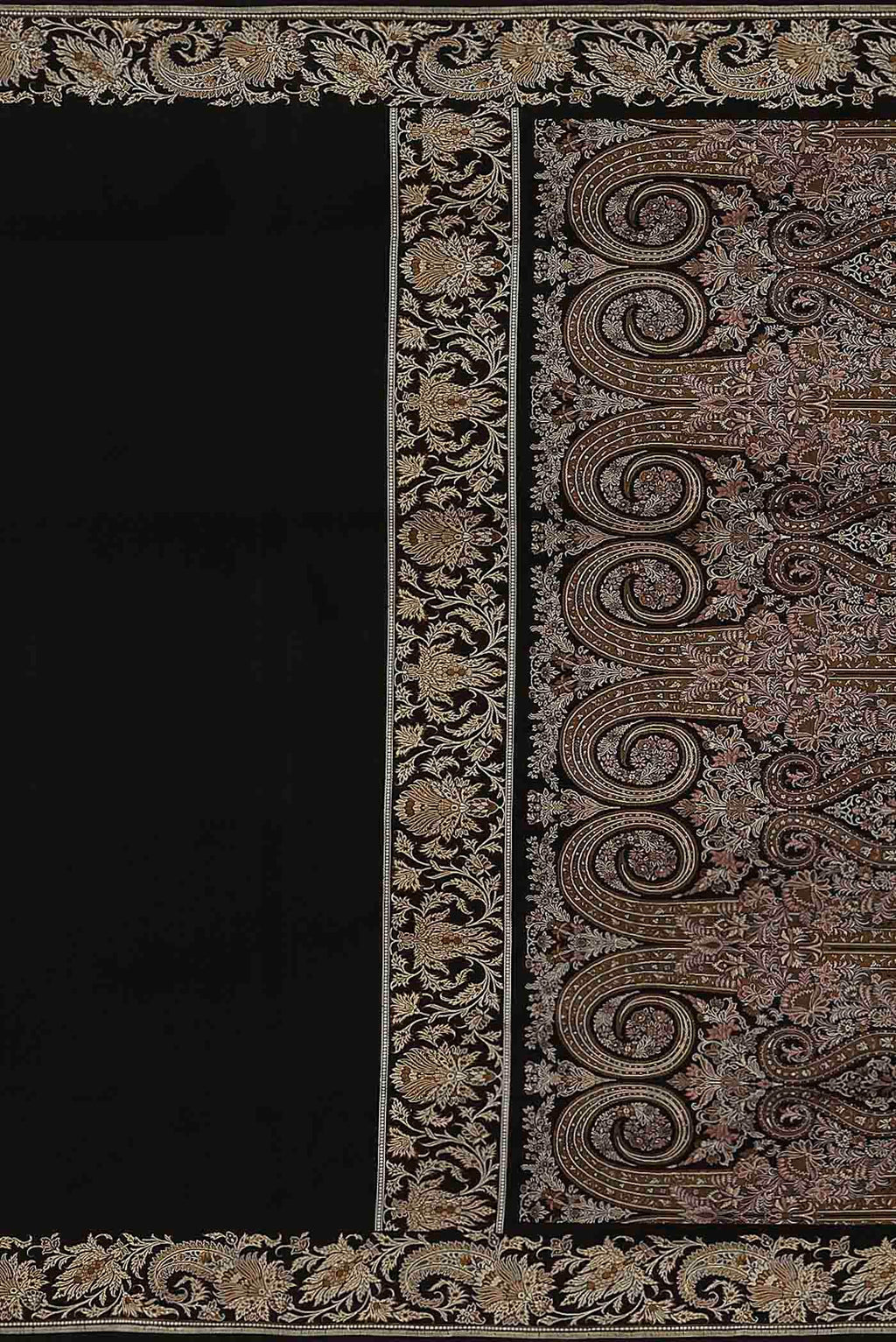 Black Banarasi Tanchoi Silk Saree