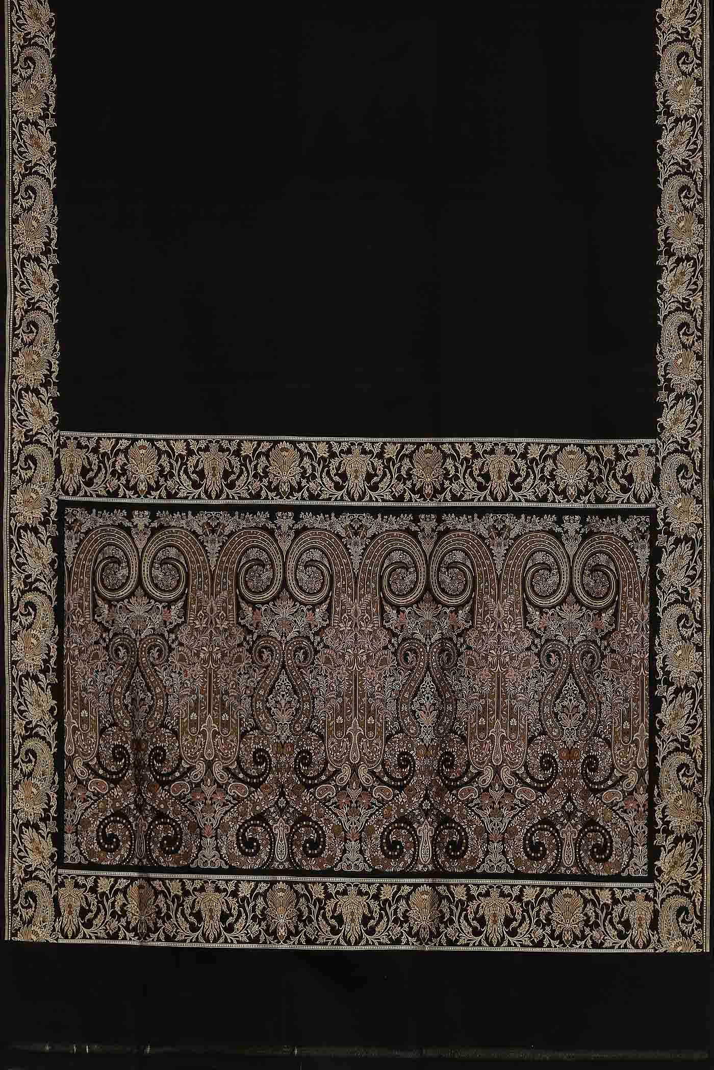 Black Banarasi Tanchoi Silk Saree