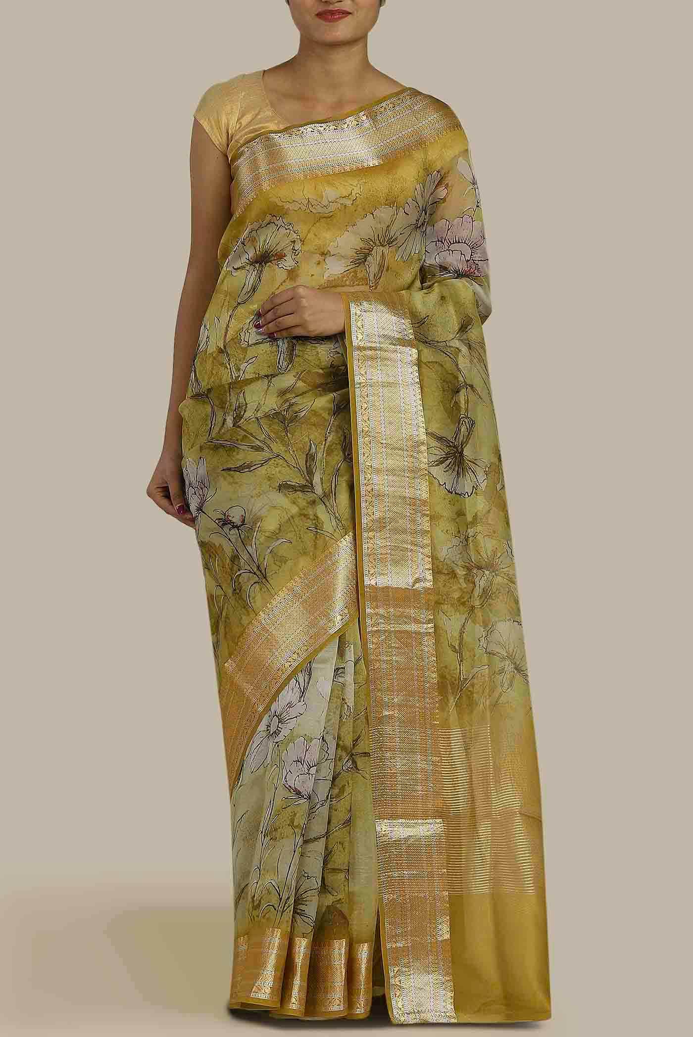 Green Organza Silk Saree