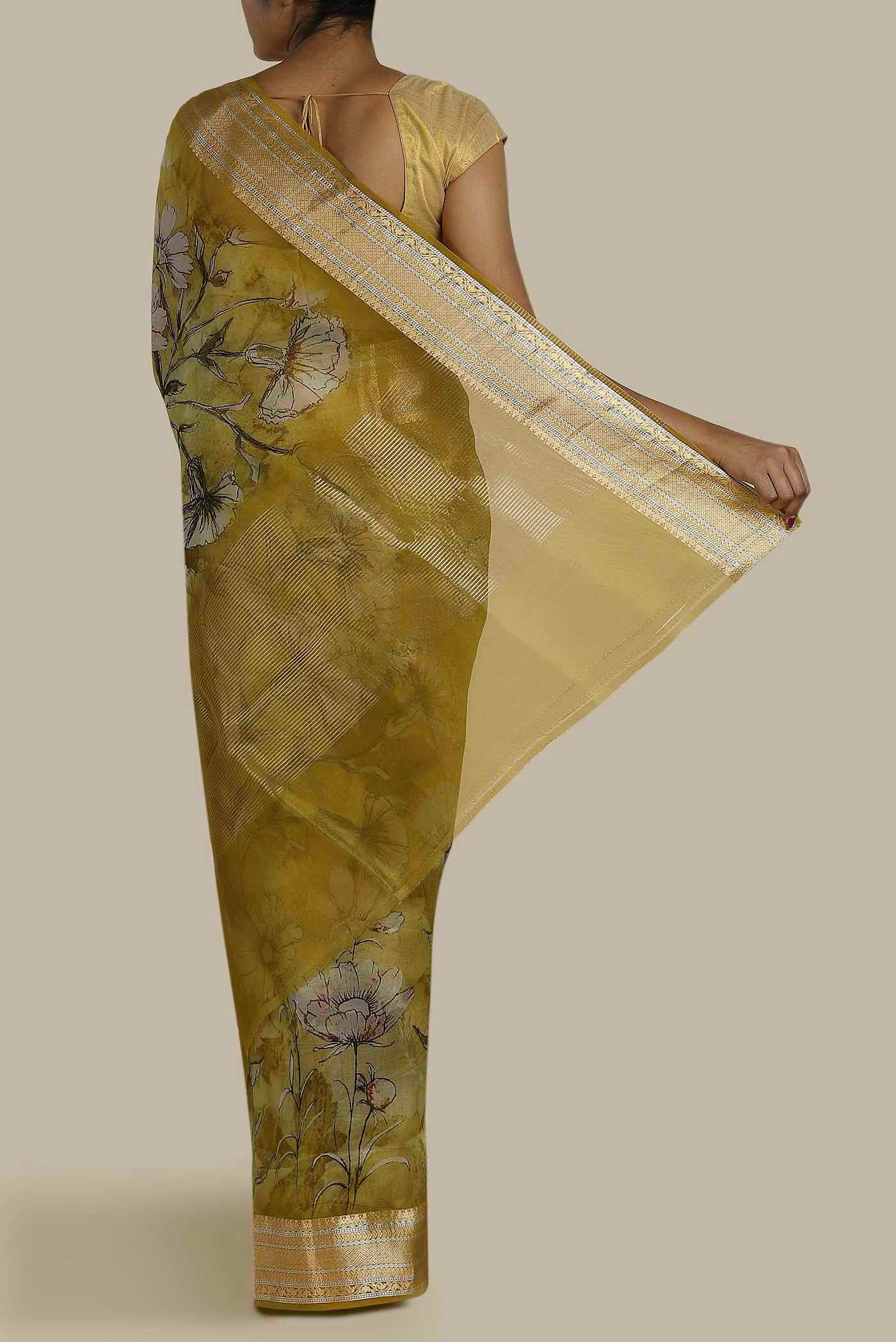 Green Organza Silk Saree