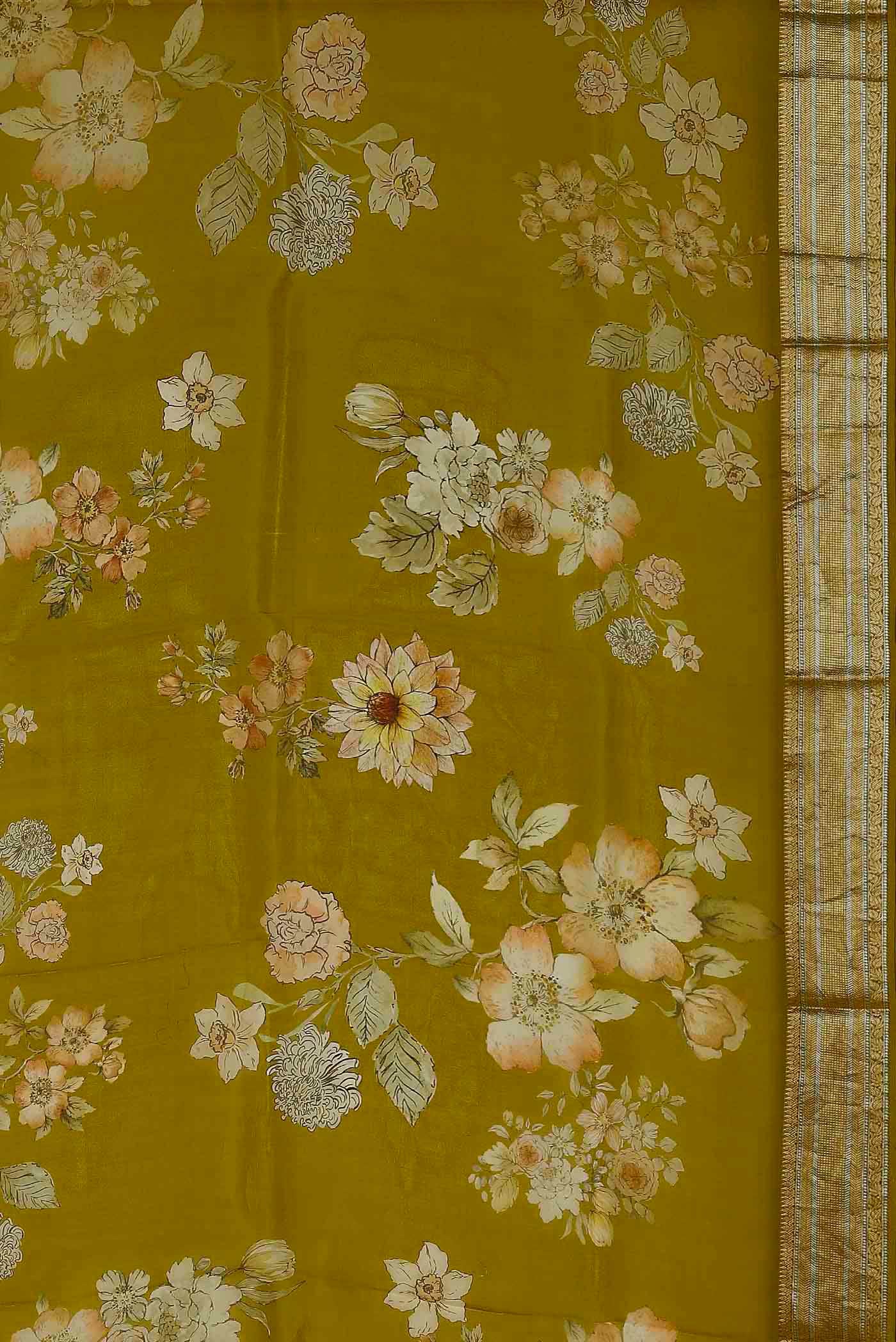 Mehandi Green Organza Silk Saree