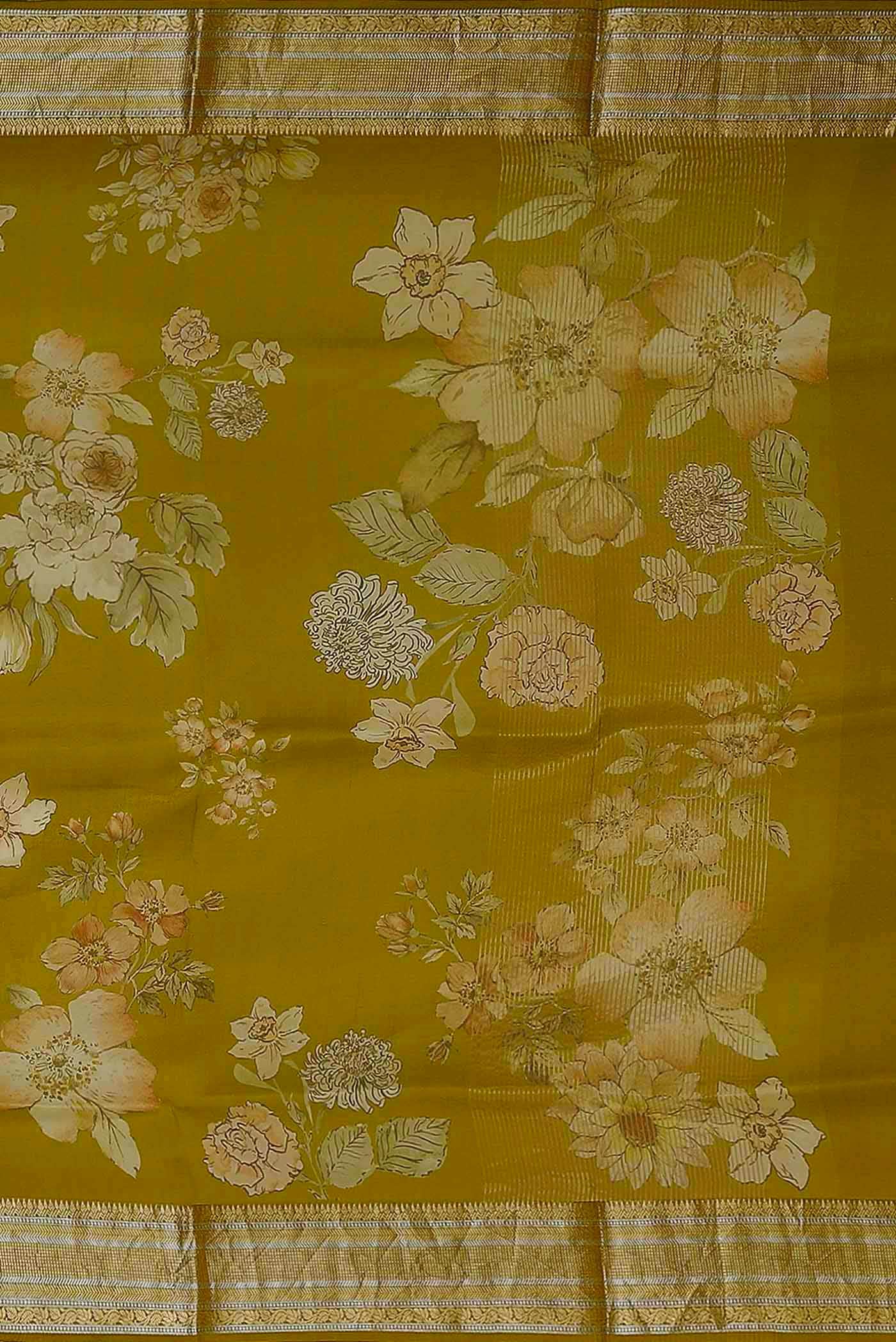 Mehandi Green Organza Silk Saree