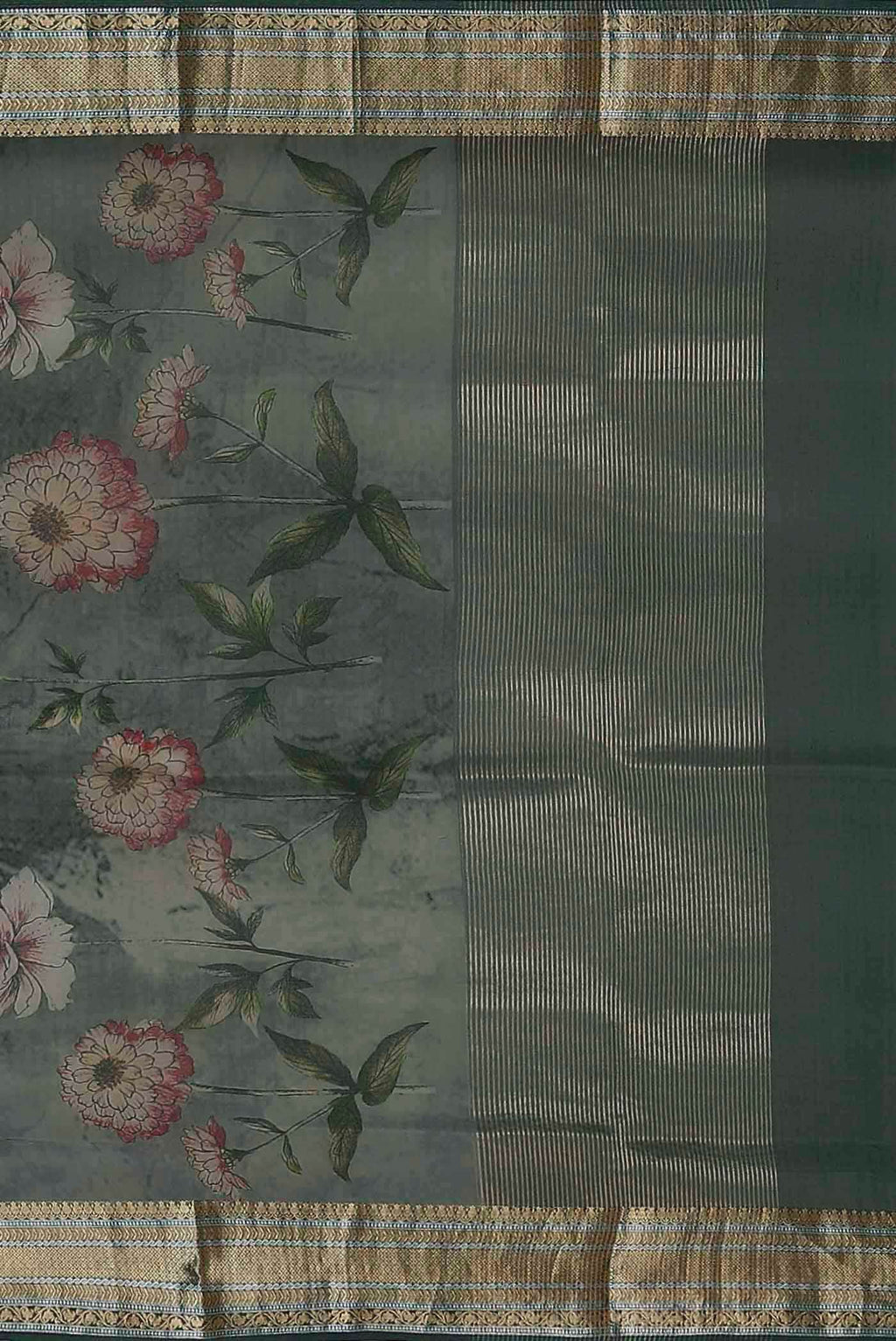 Grey Organza Silk Saree