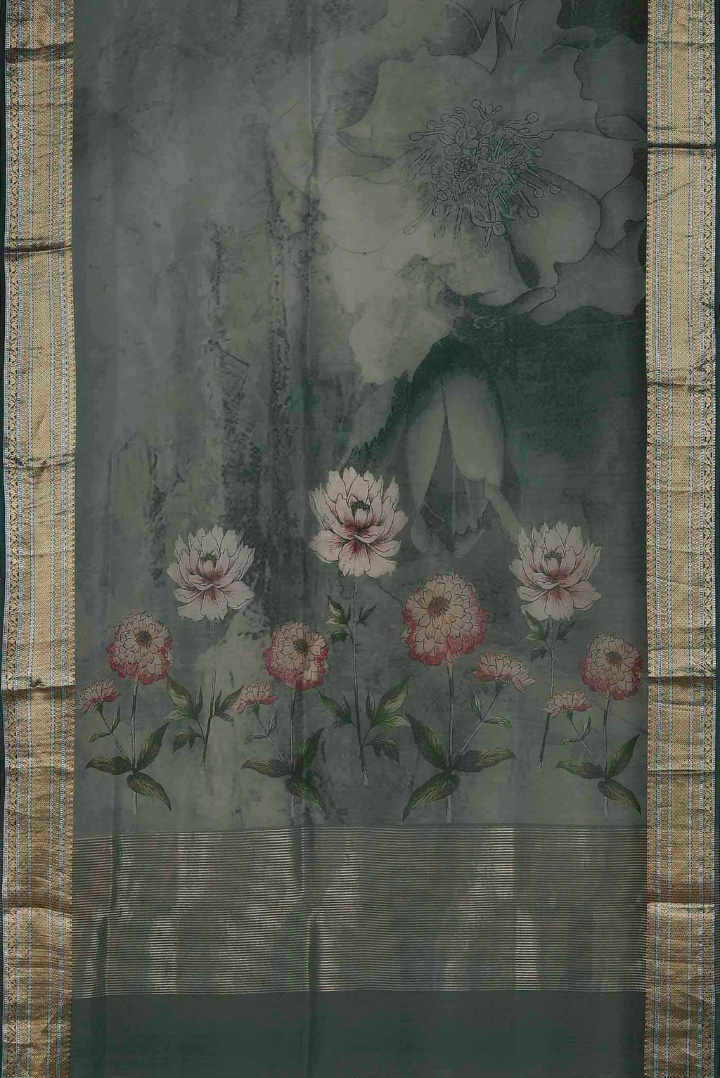Grey Organza Silk Saree