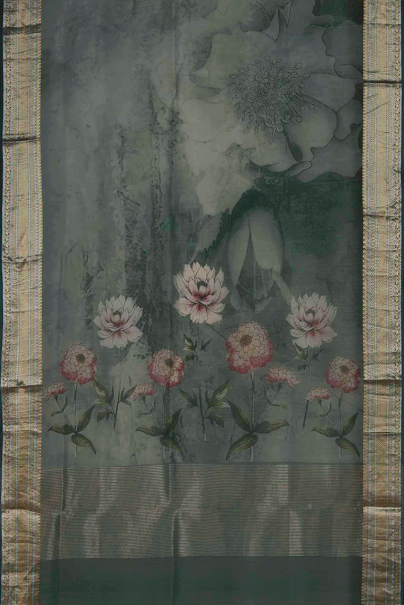 Grey Organza Silk Saree