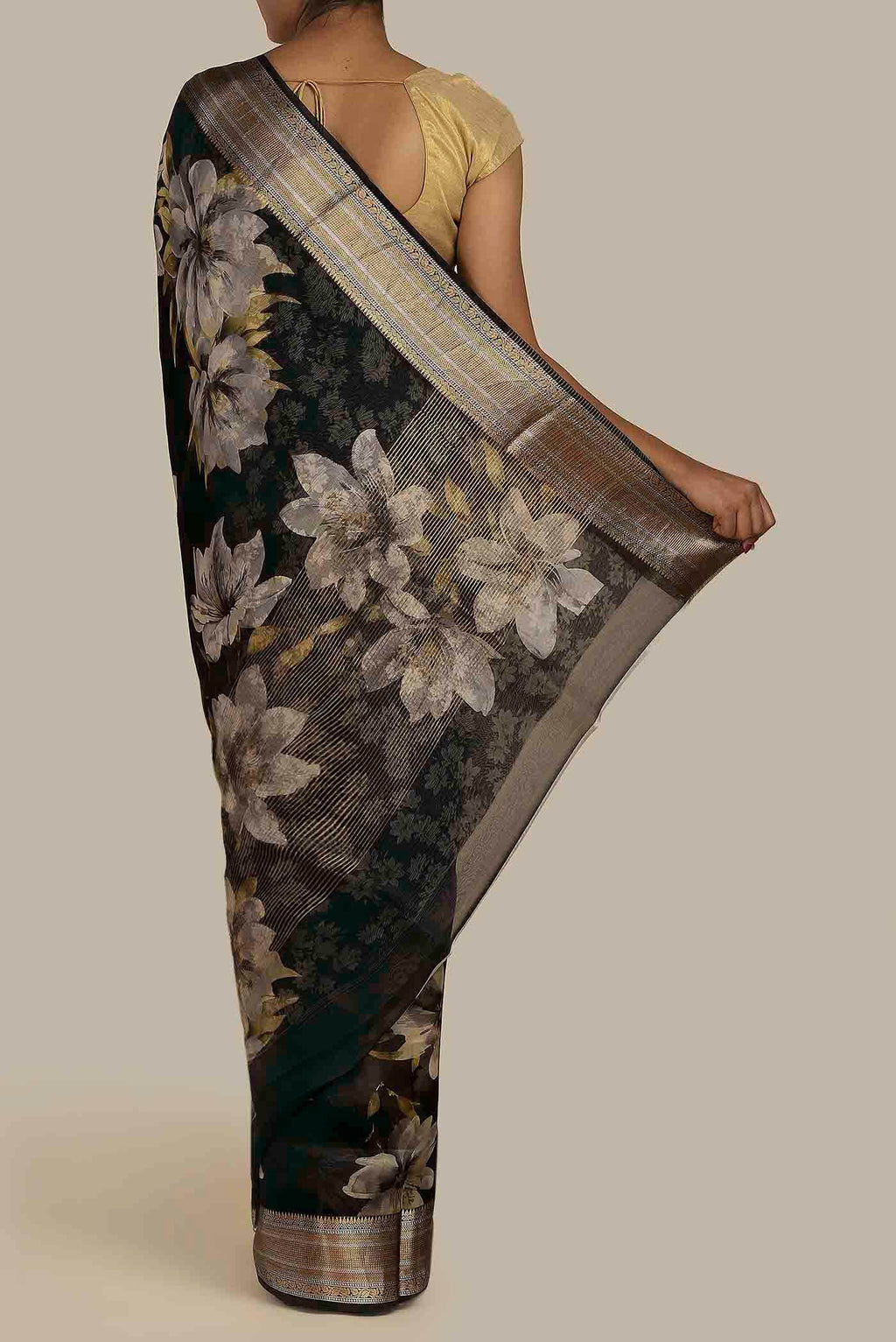 Black Organza Silk Saree