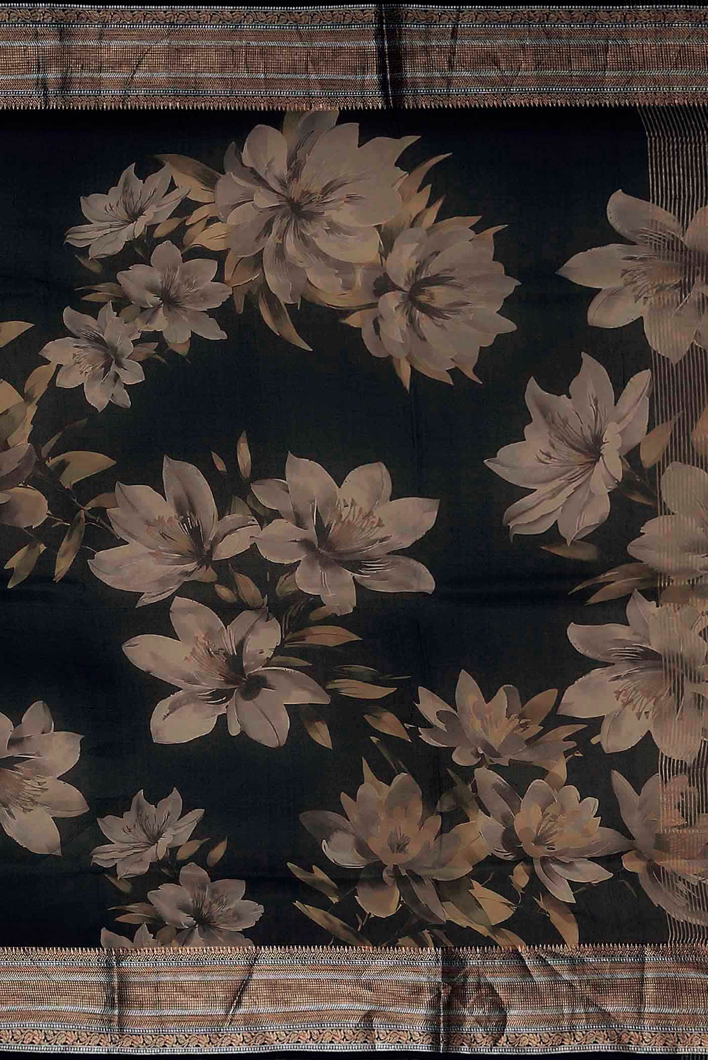 Black Organza Silk Saree