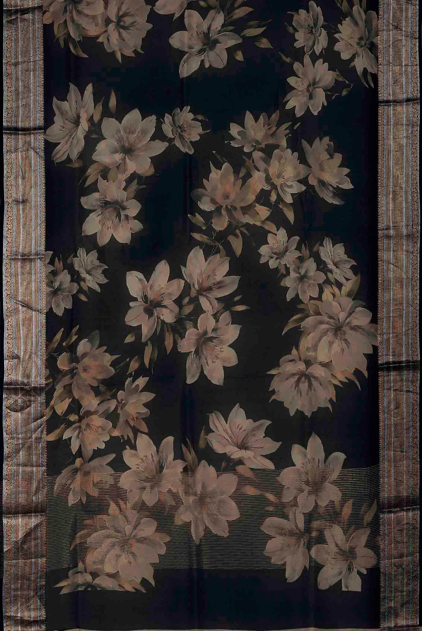 Black Organza Silk Saree