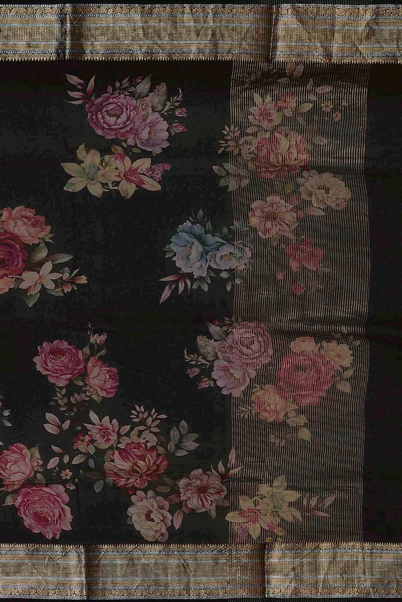 Black Organza Silk Saree