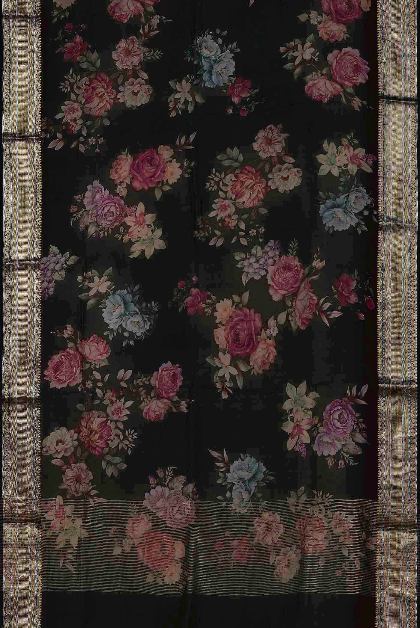 Black Organza Silk Saree