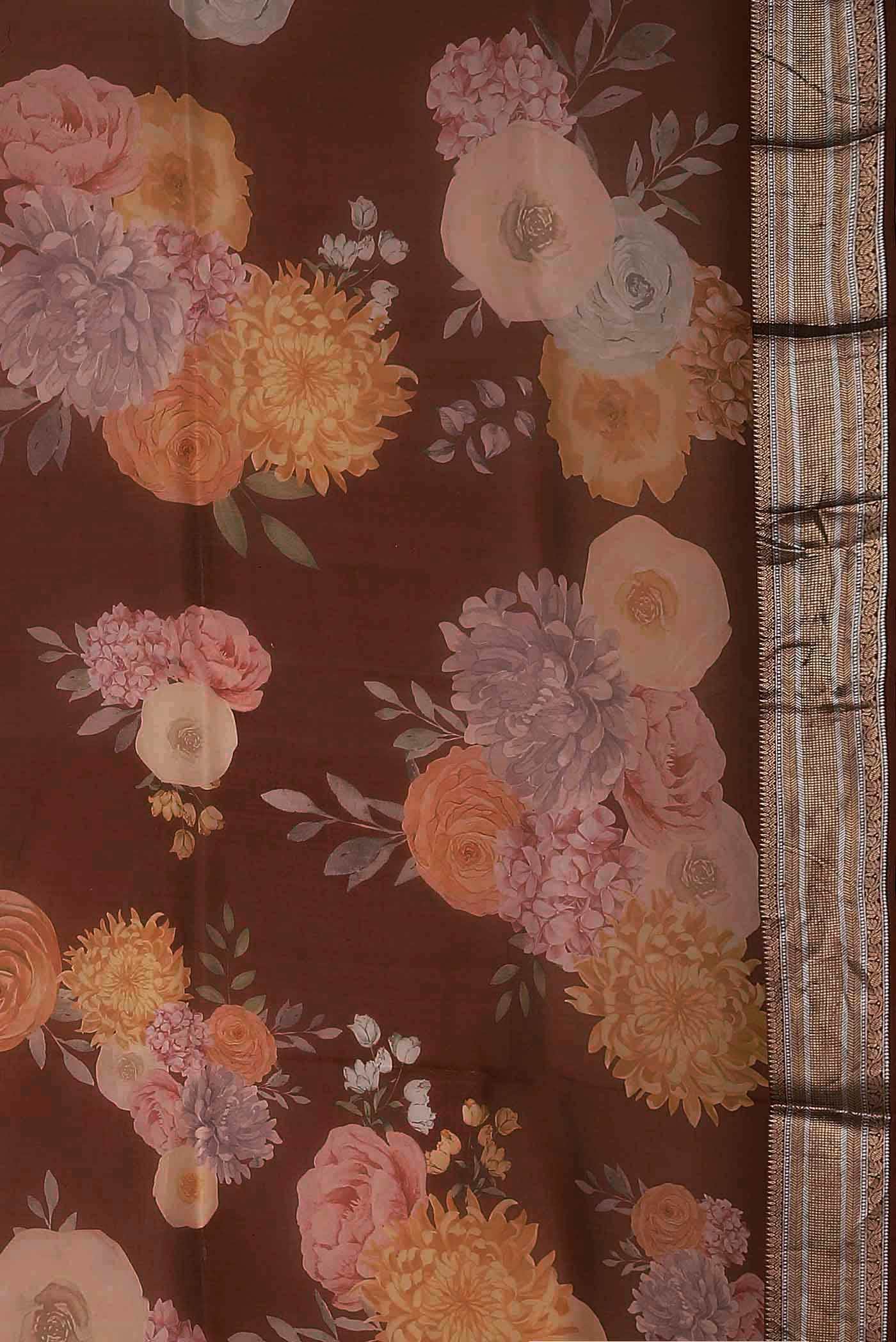 Maroon Organza Silk Saree