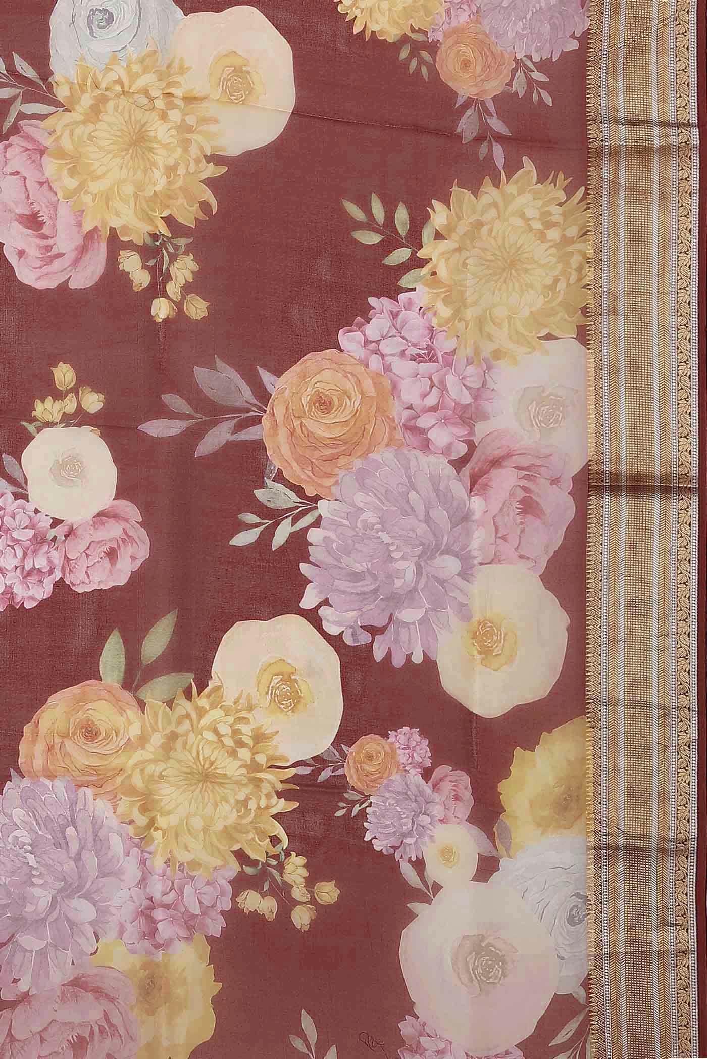 Maroon Organza Silk Saree