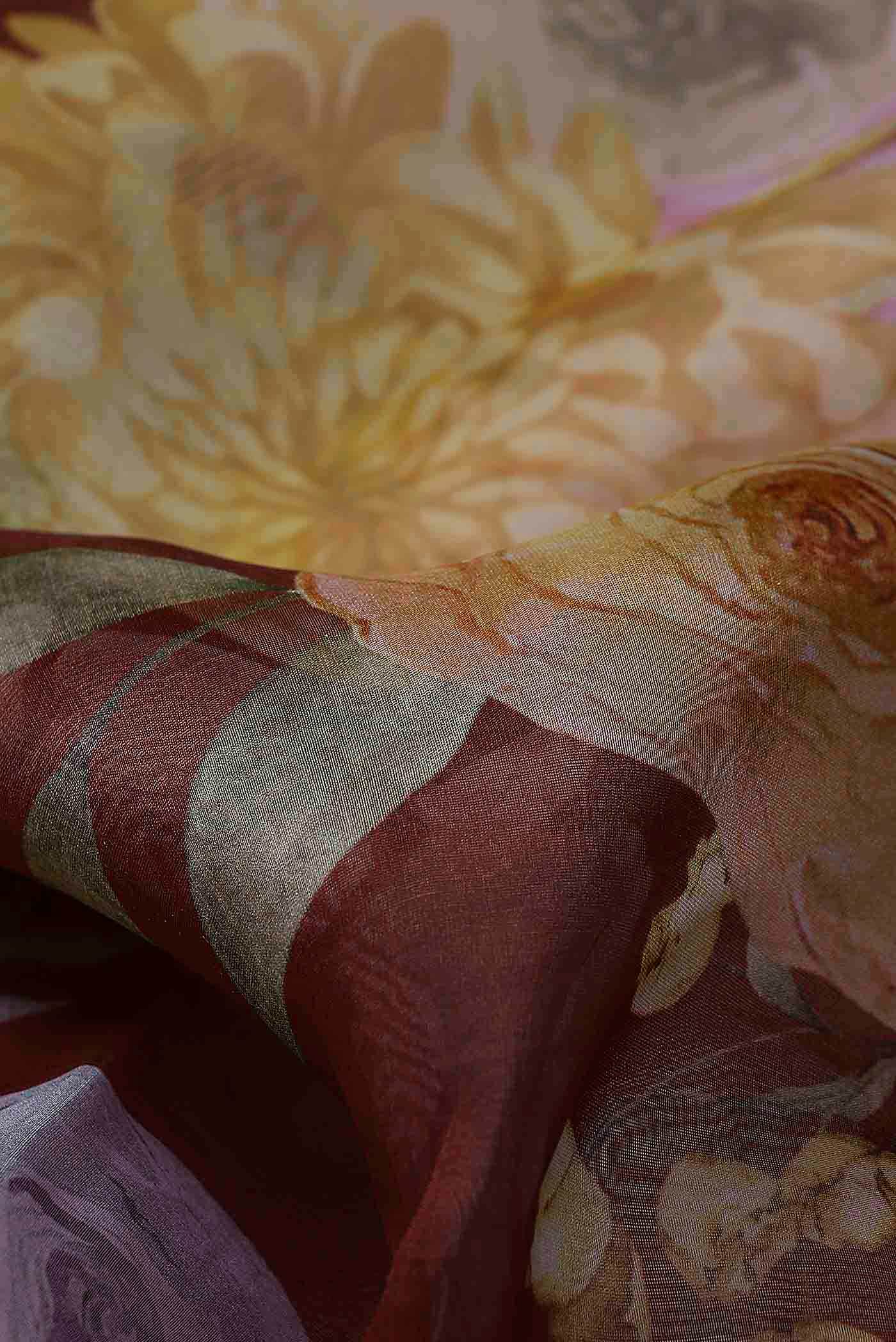 Maroon Organza Silk Saree