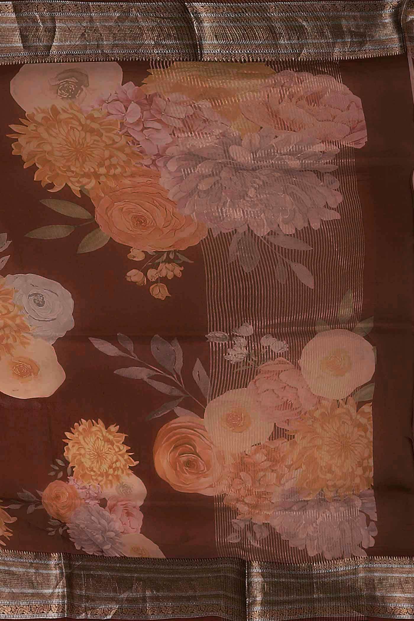 Maroon Organza Silk Saree