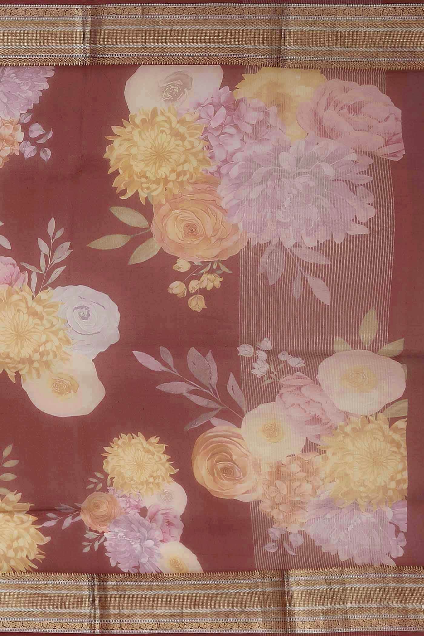 Maroon Organza Silk Saree