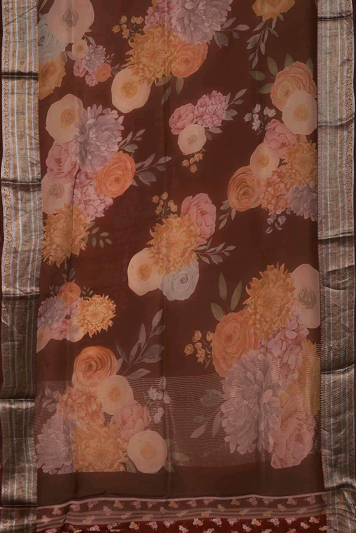 Maroon Organza Silk Saree