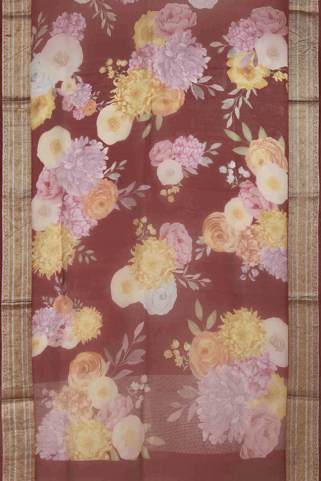 Maroon Organza Silk Saree