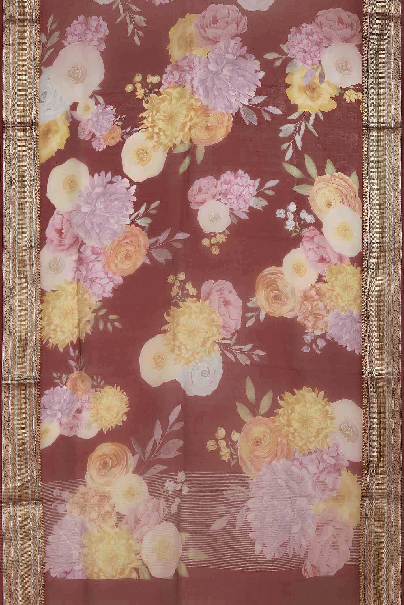 Maroon Organza Silk Saree