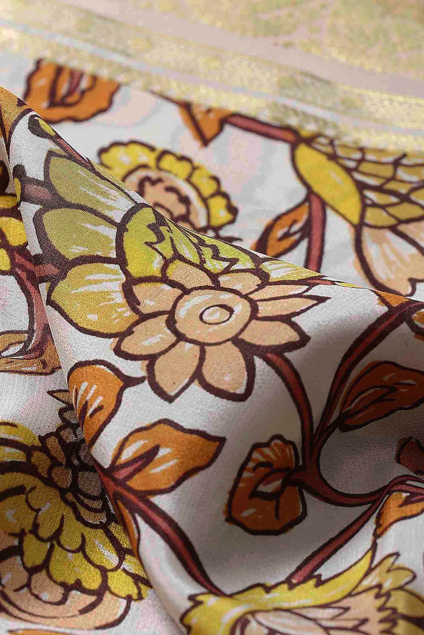 Off White Mysore Crepe Saree