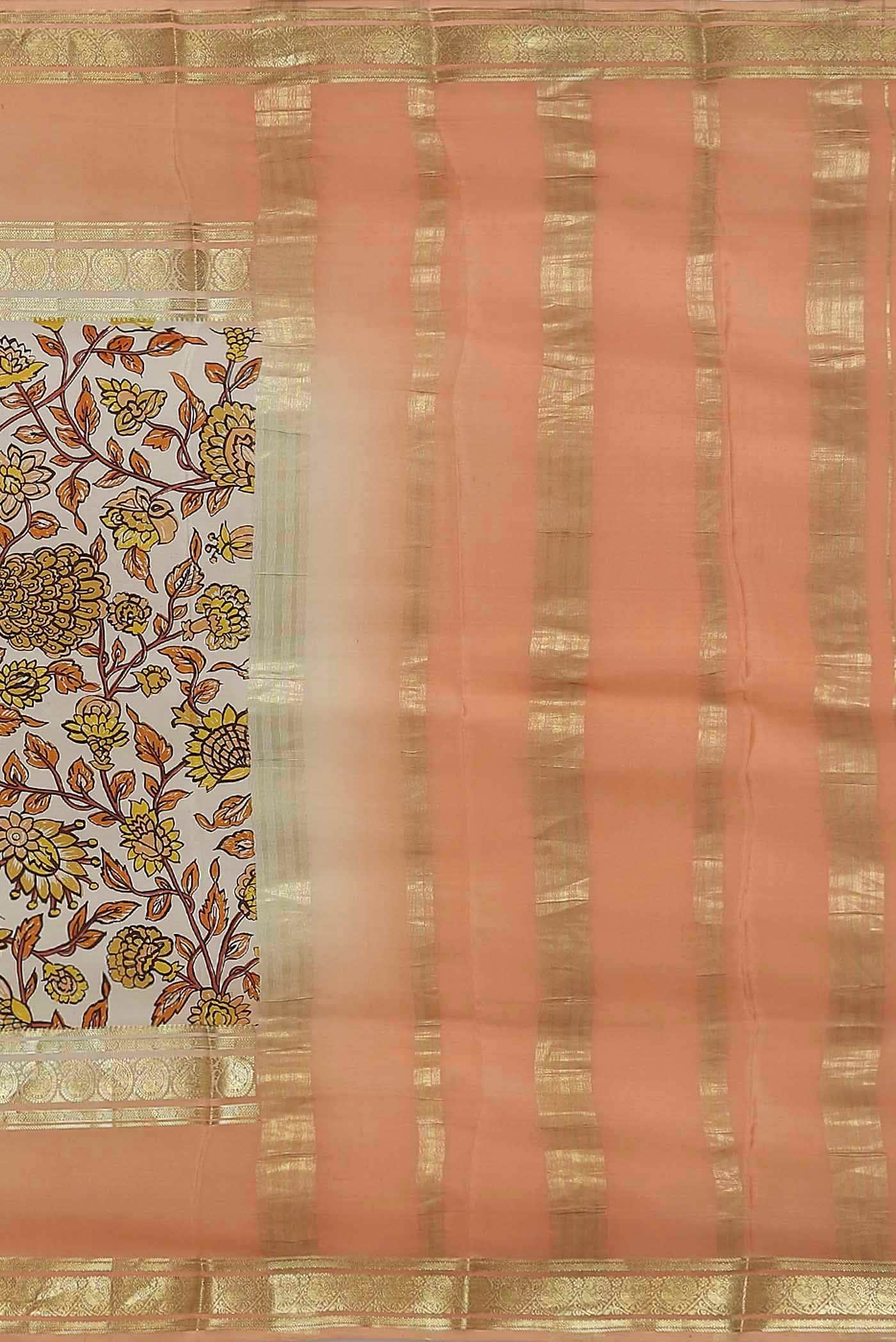 Off White Mysore Crepe Saree