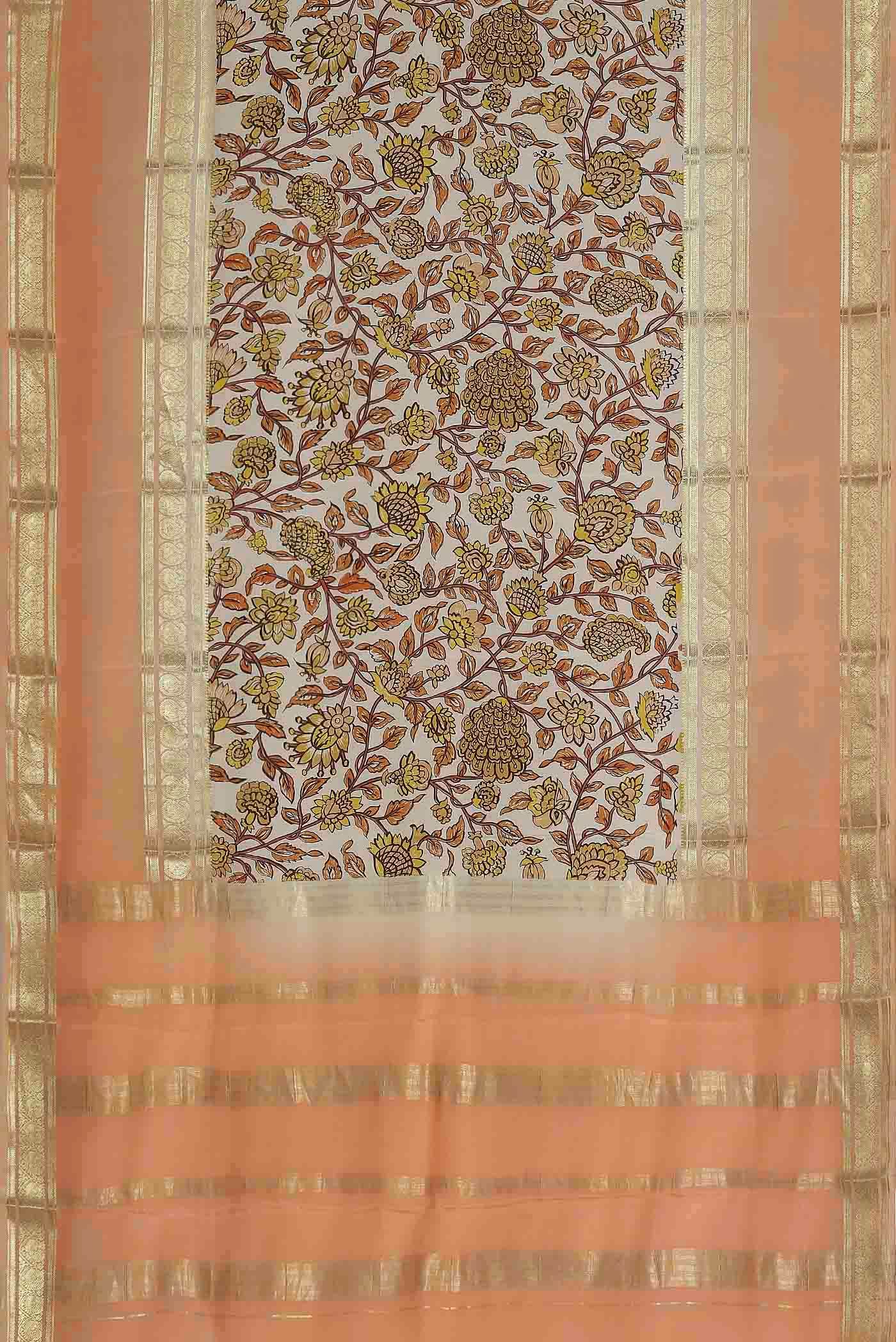 Off White Mysore Crepe Saree