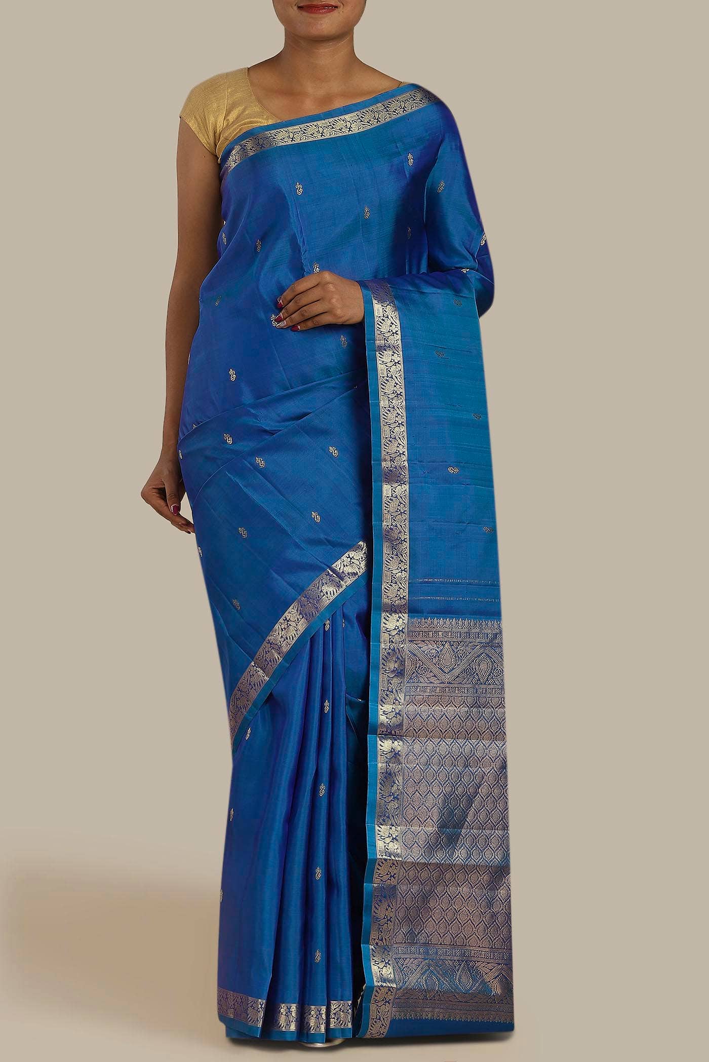 Blue Kanchipuram Silk Saree
