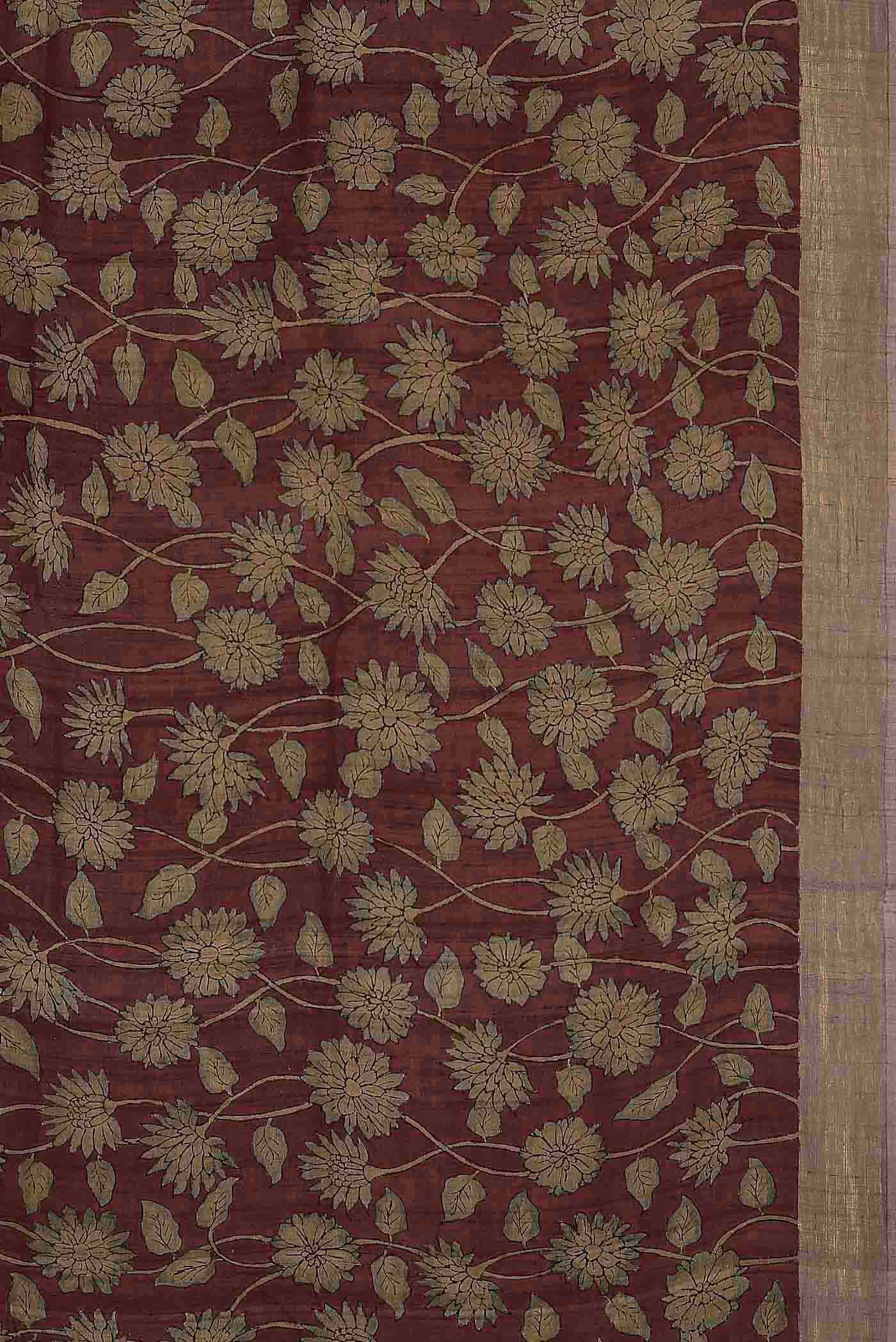 Maroon Bhagalpuri Tussar Silk Saree