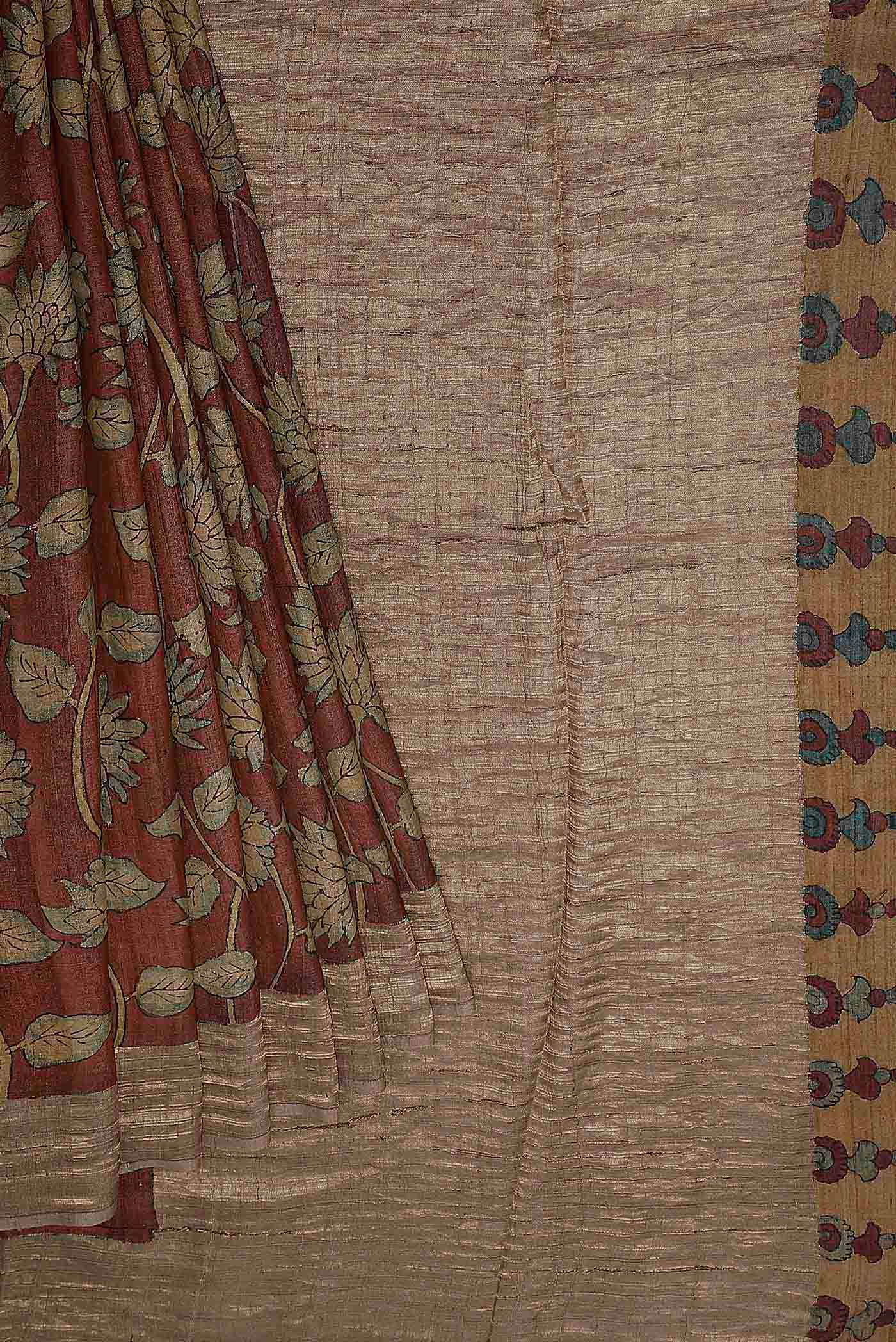 Maroon Bhagalpuri Tussar Silk Saree