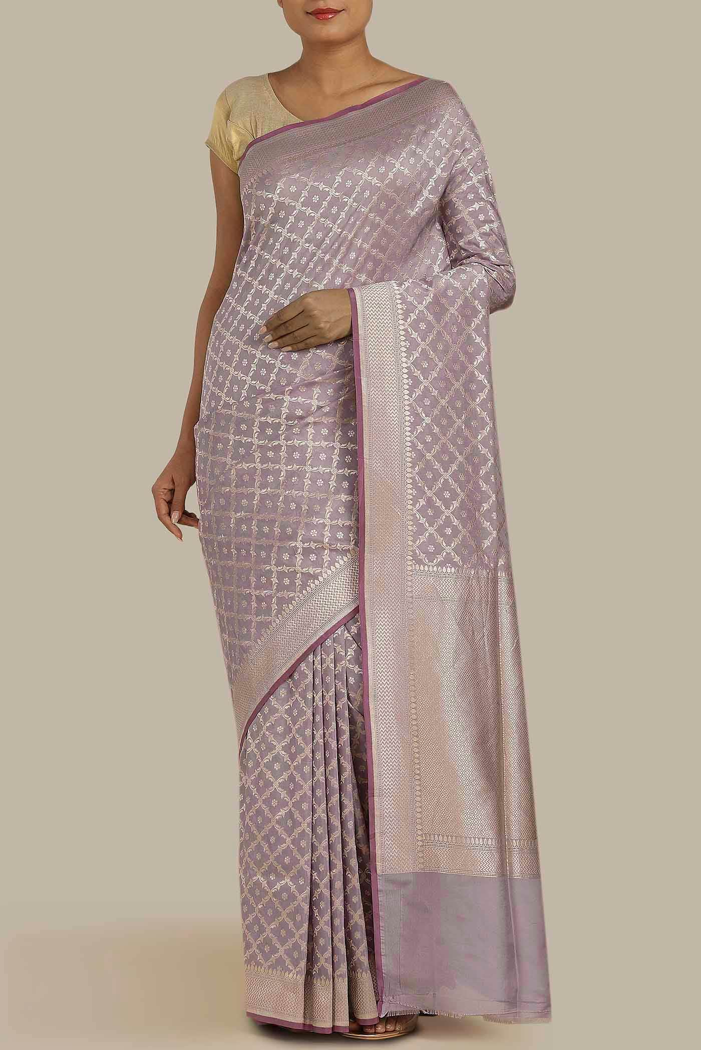 Lavender Banarasi Silk Saree