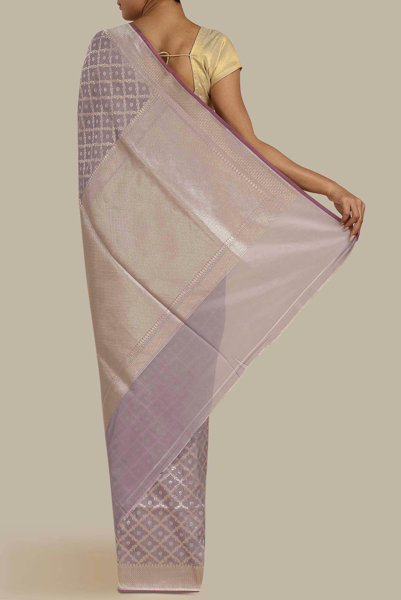 Lavender Banarasi Silk Saree