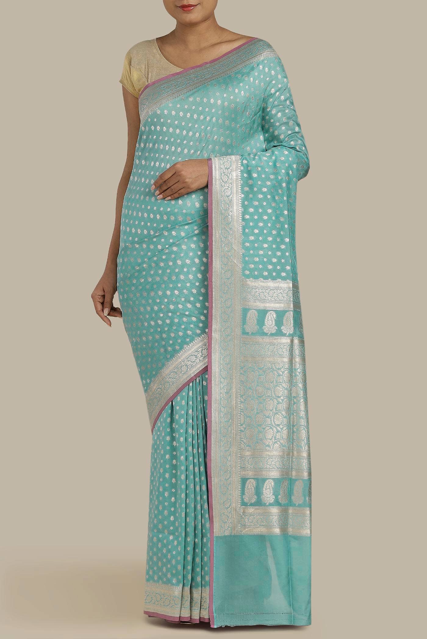 Blue Banarasi Silk Saree