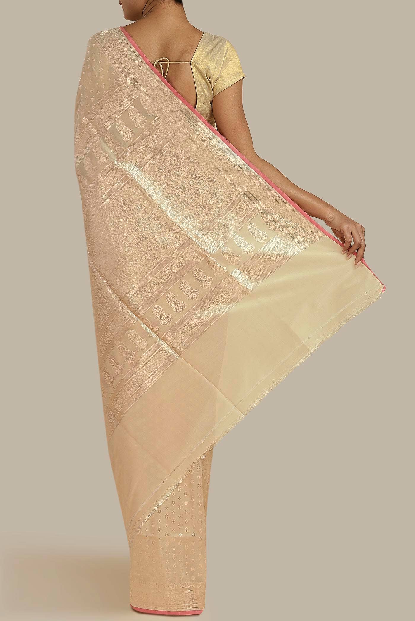 Beige Banarasi Silk Saree