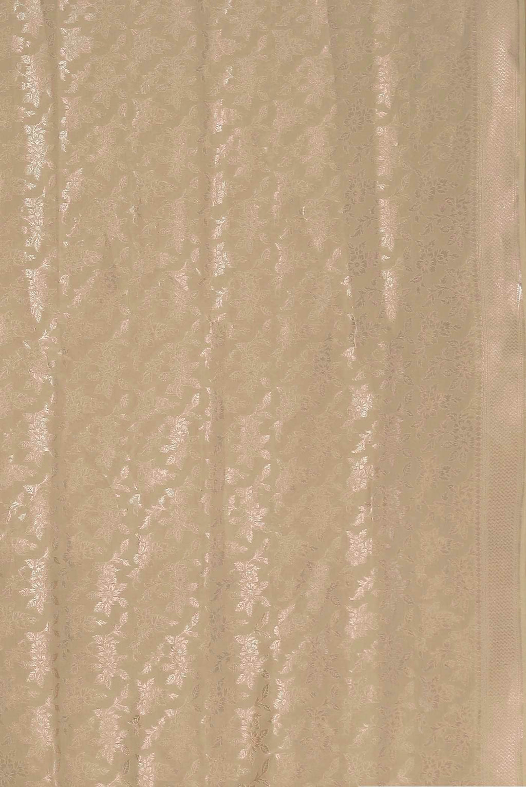 Cream Banarasi Silk Saree