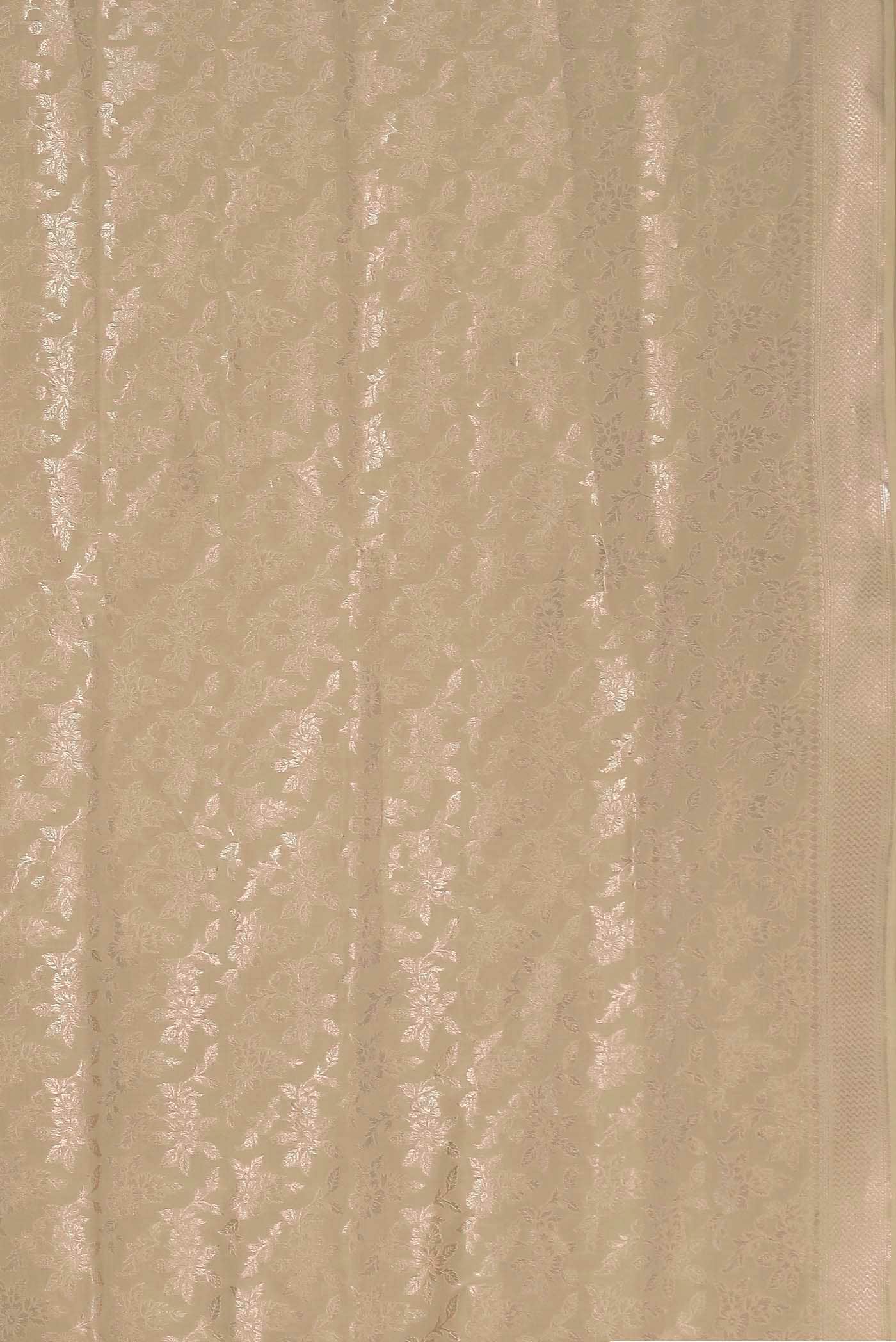 Cream Banarasi Silk Saree