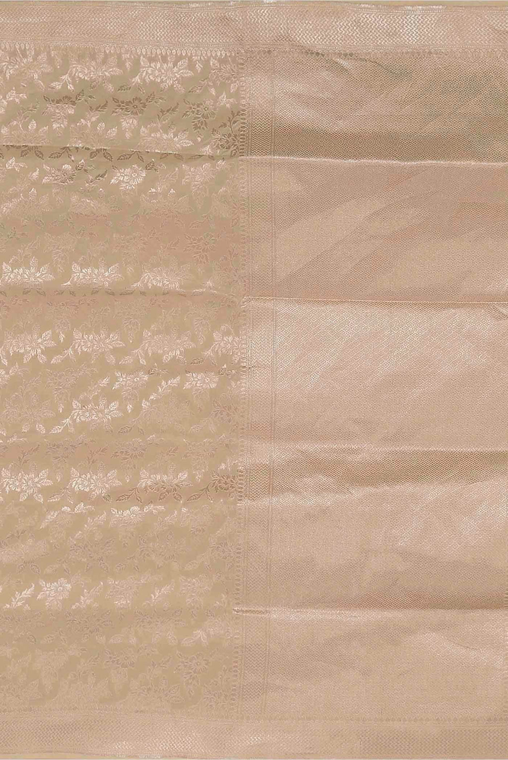 Cream Banarasi Silk Saree