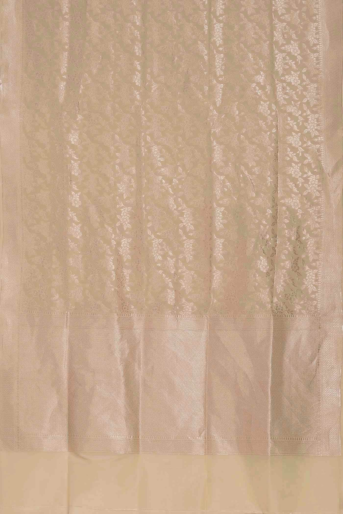 Cream Banarasi Silk Saree