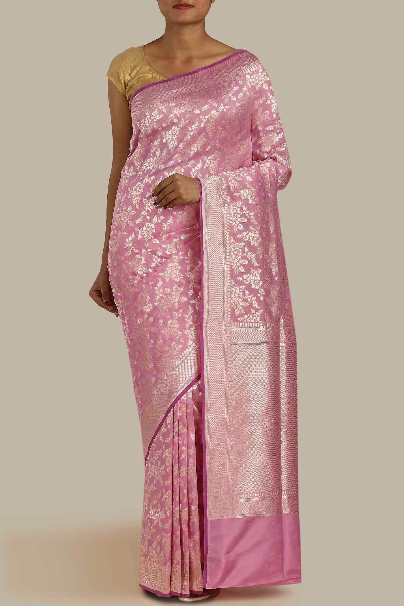 Pink Banarasi Katan Silk Saree