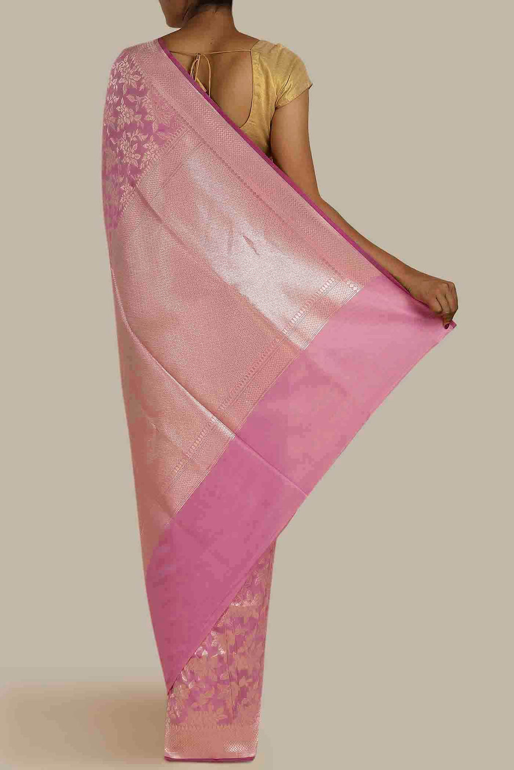 Pink Banarasi Katan Silk Saree