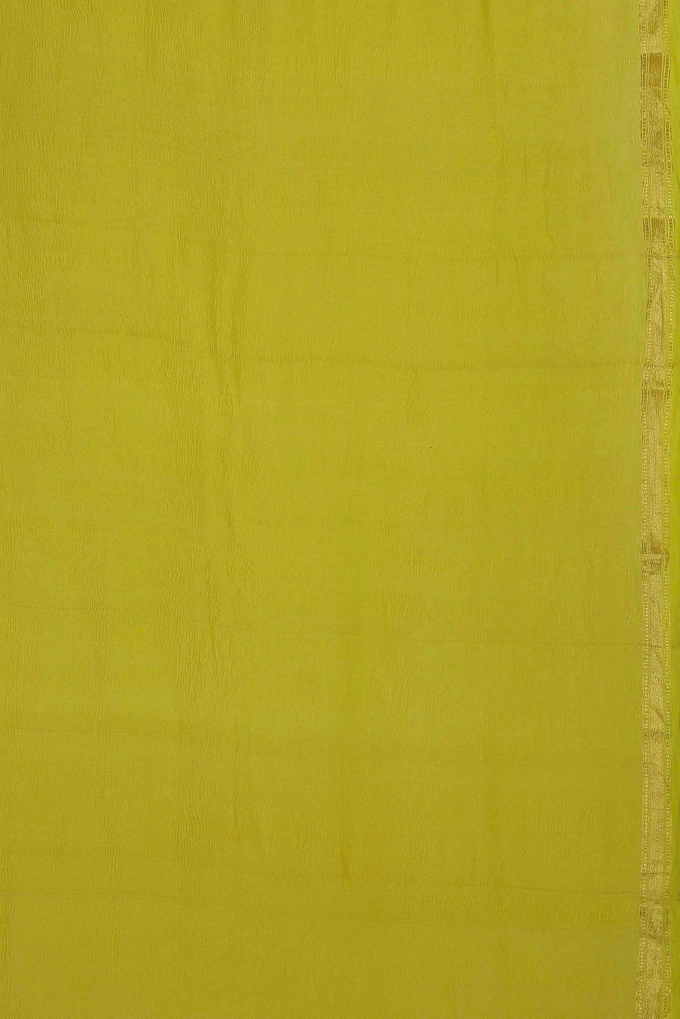 Yellow Mysore Crepe Saree