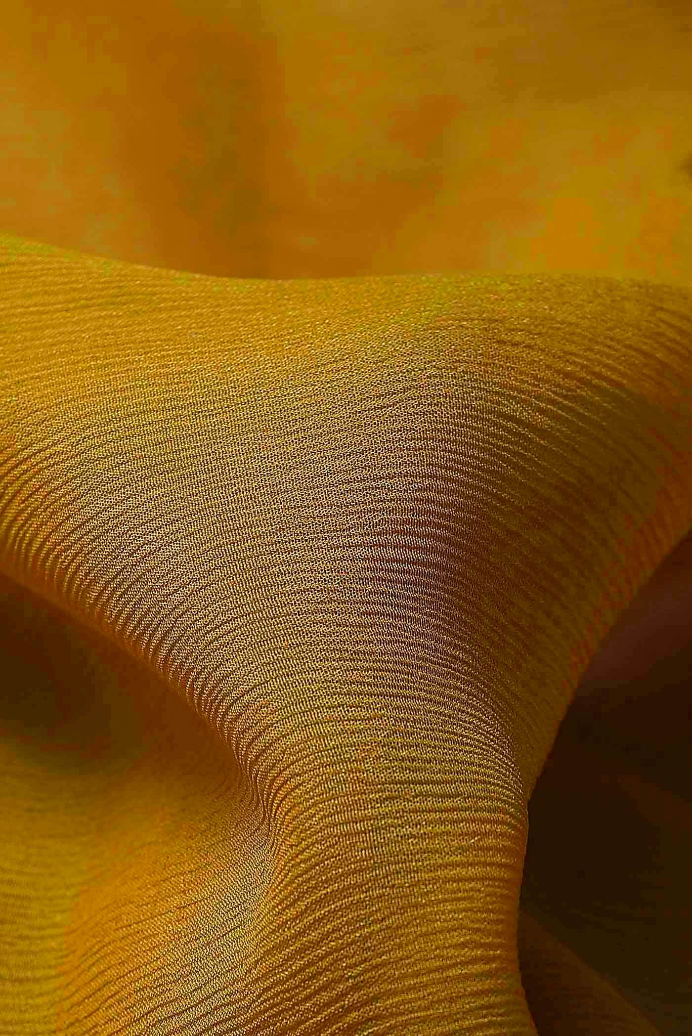 Mustard Mysore Crepe Saree