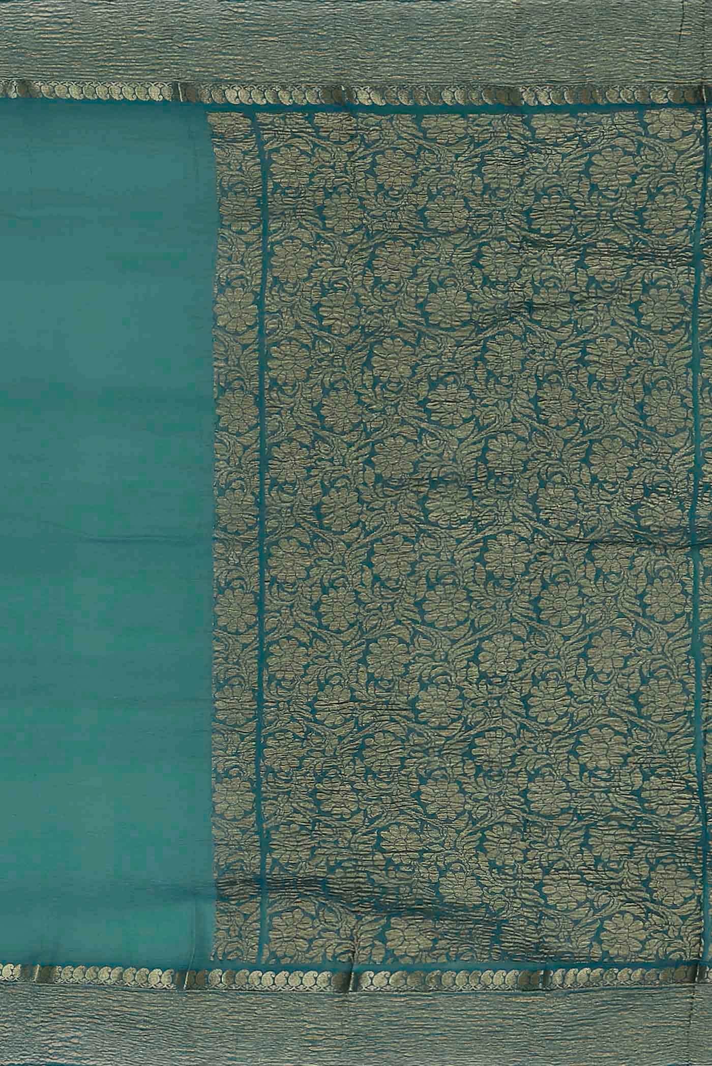 Blue Mysore Crepe Saree