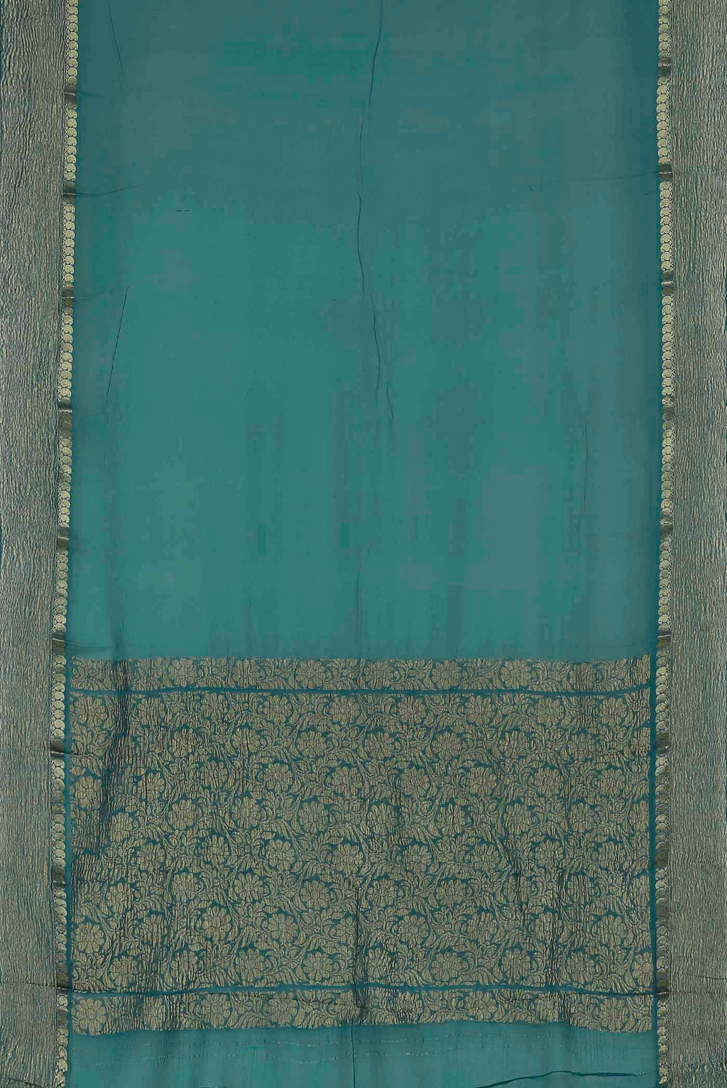 Blue Mysore Crepe Saree