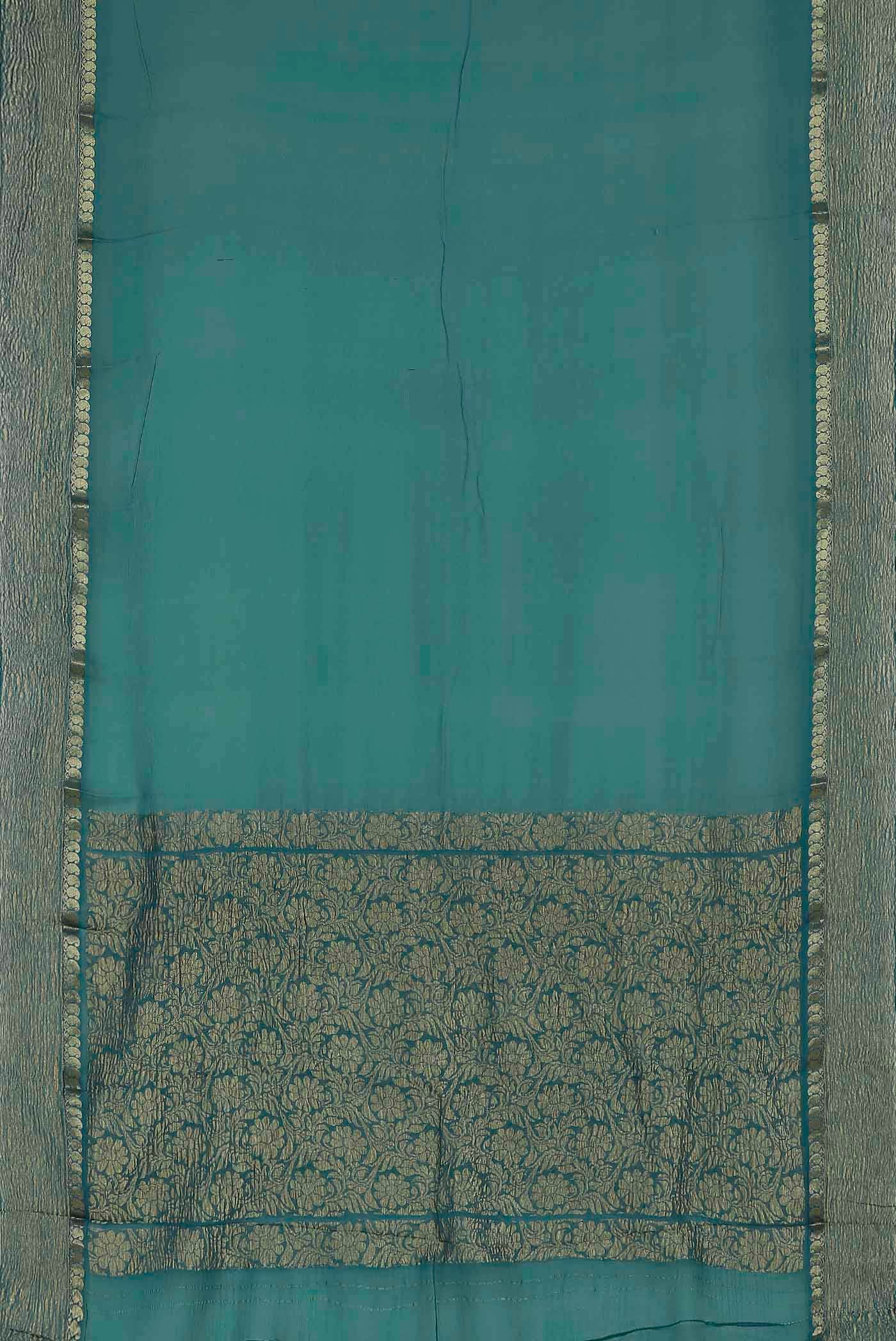 Blue Mysore Crepe Saree