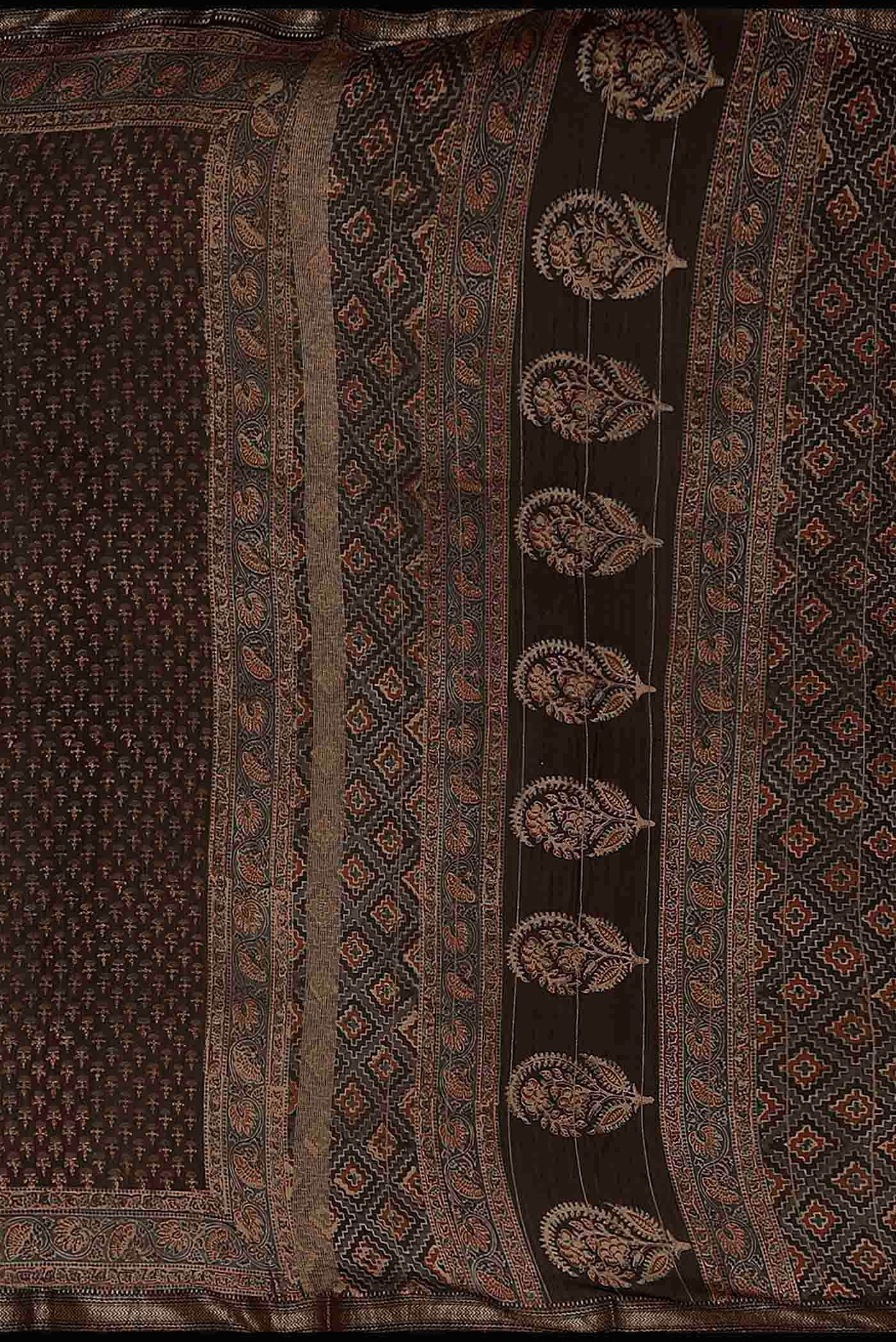 Black Maheshwari Silk Cotton Saree