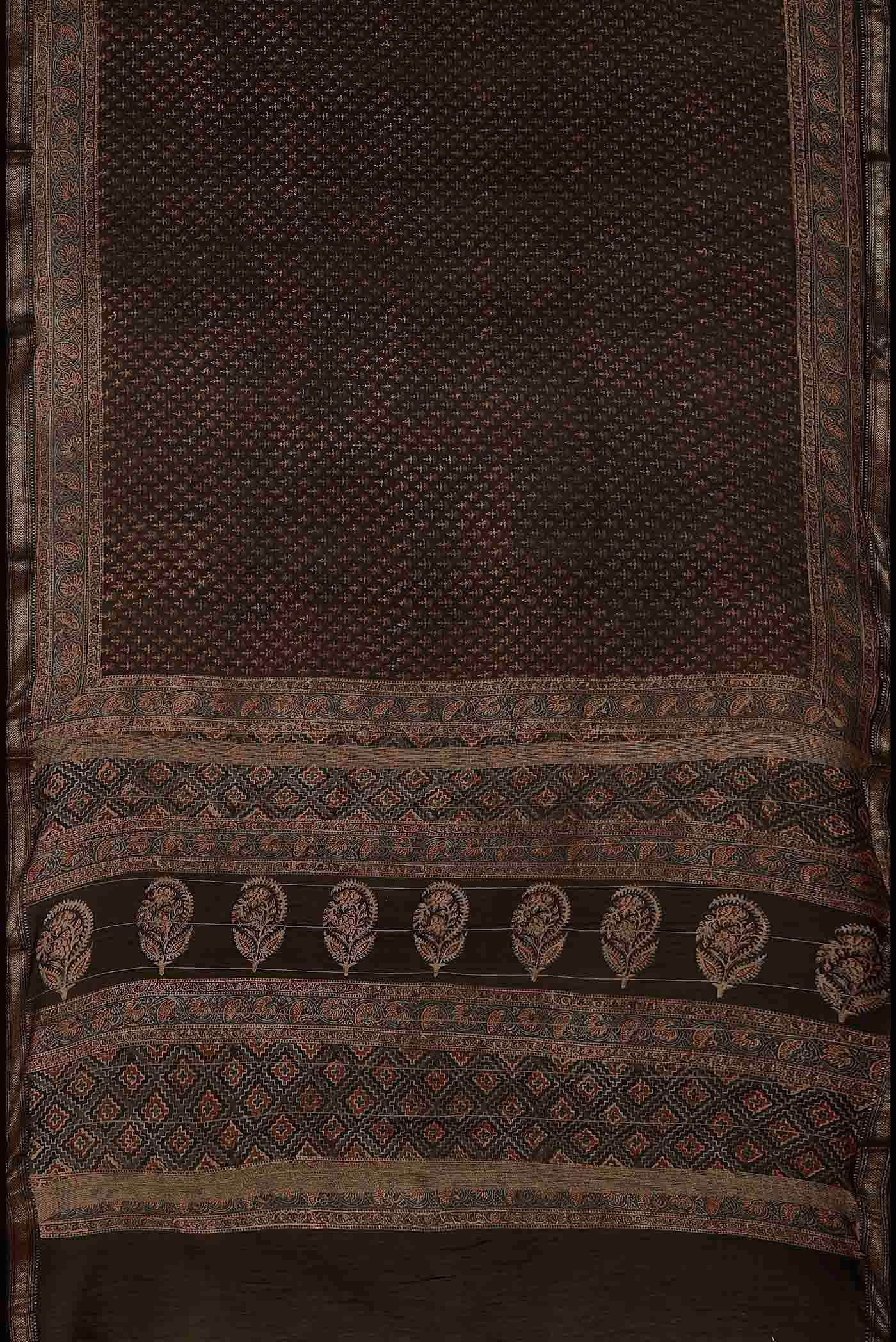 Black Maheshwari Silk Cotton Saree