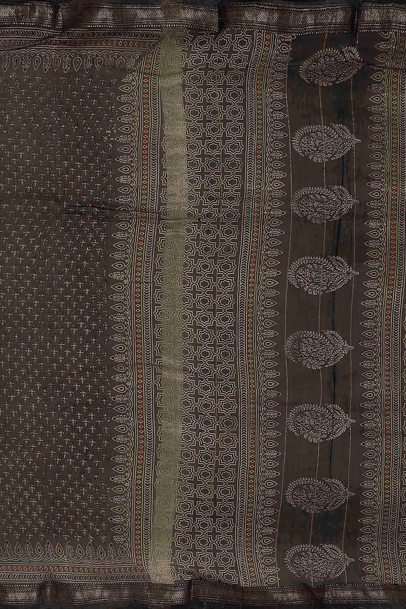 Brown Bhagalpuri Tussar Silk Saree