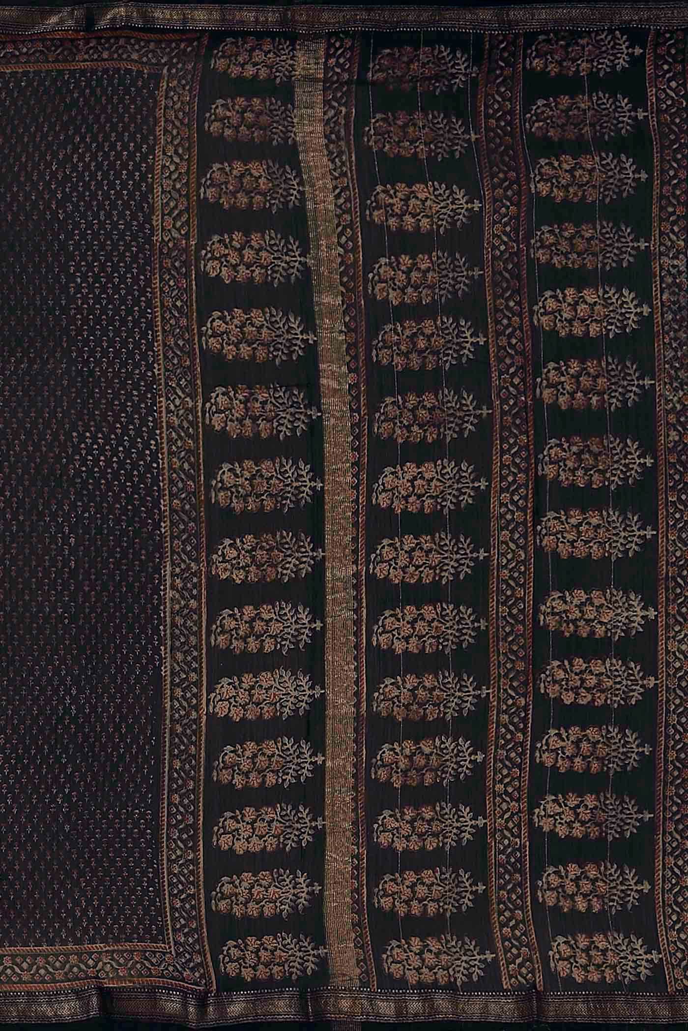 Black Maheshwari Silk Cotton Saree