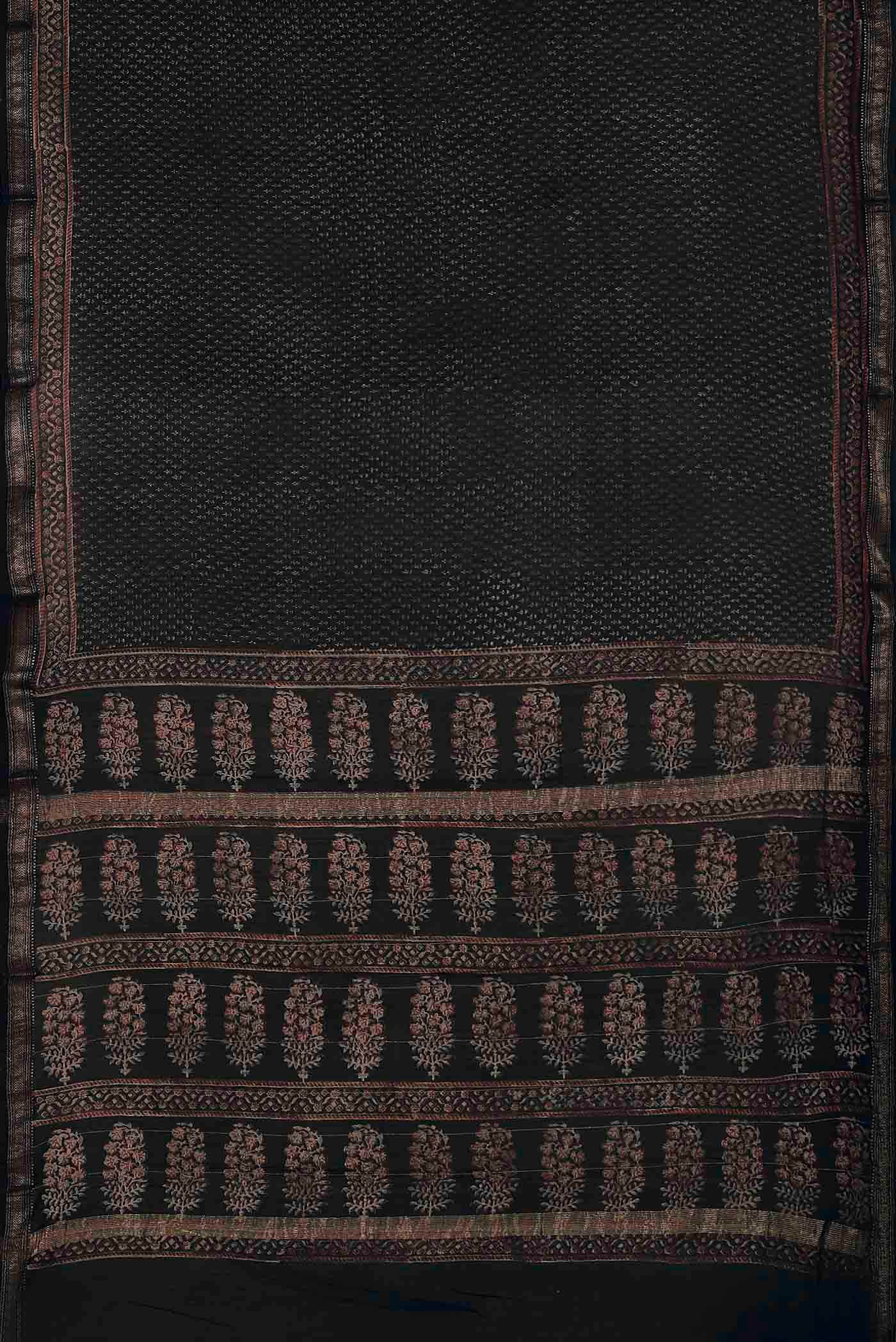 Black Maheshwari Silk Cotton Saree