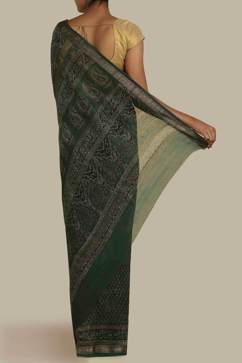 Green Maheshwari Silk Cotton Saree