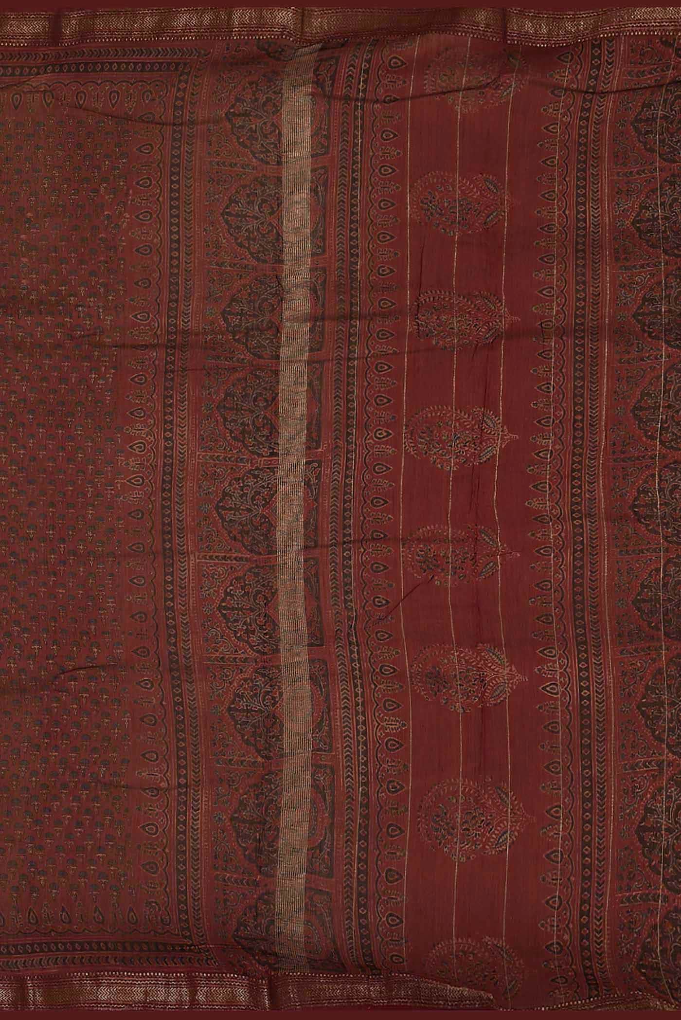 Maroon Maheshwari Silk Cotton Saree